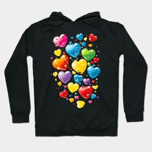 Valentines Day Colorful Hearts Happy Valentines Day Valentines Hearts adorn this beautiful design Great gift for lover wife daughter girl friend mom mother Happy Valentines Day Red Blue Pink Yellow Green Purple Hoodie